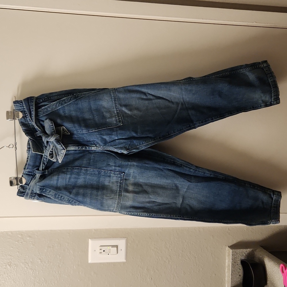 AMO Paper Bag Pant Straight Leg Belted Jean in Adored 26